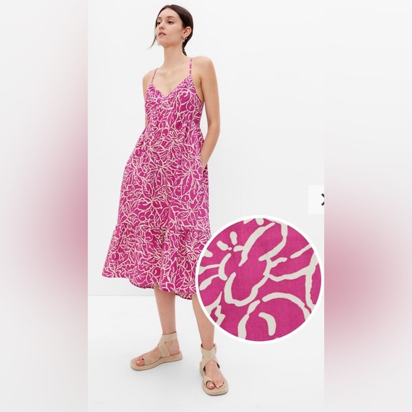 GAP maxi dress pink and white with pockets - Picture 1 of 6